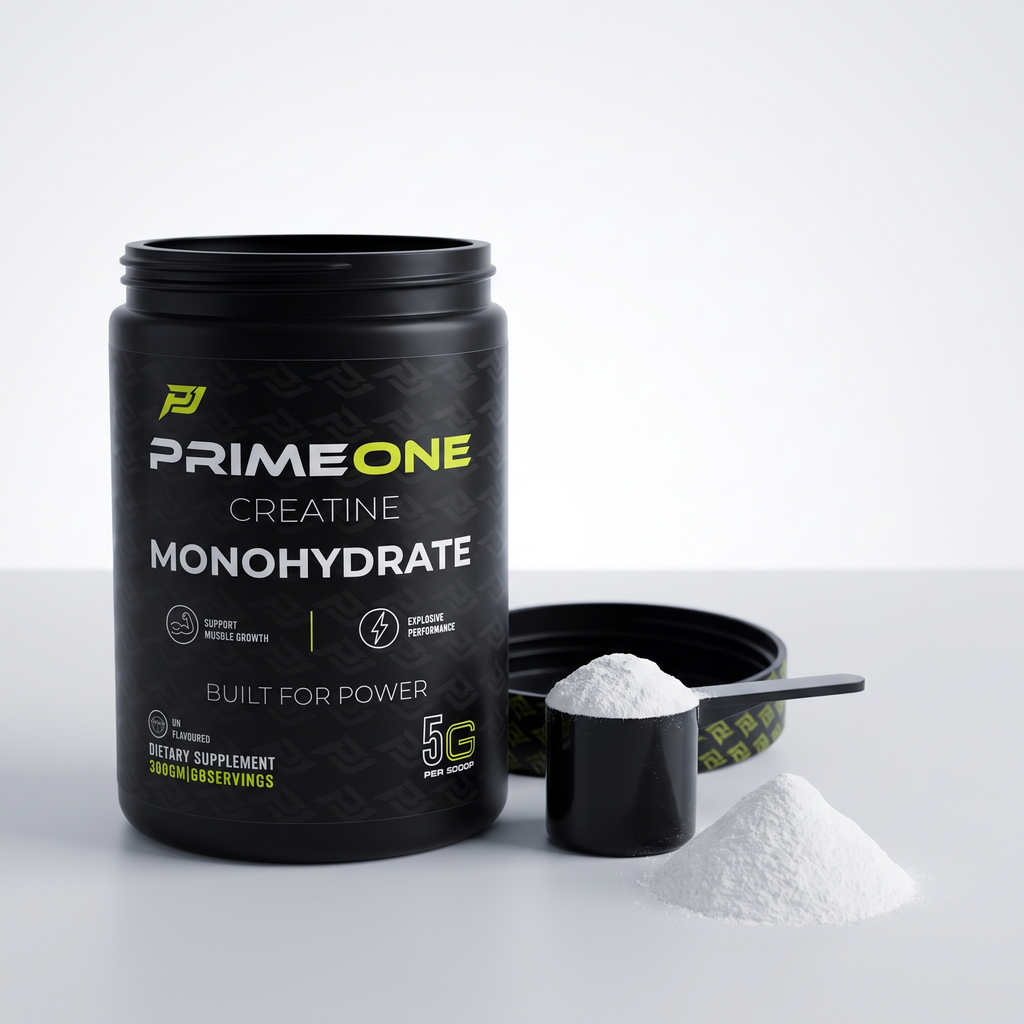 PrimeOne Creatine Monohydrate — scoop and powder
