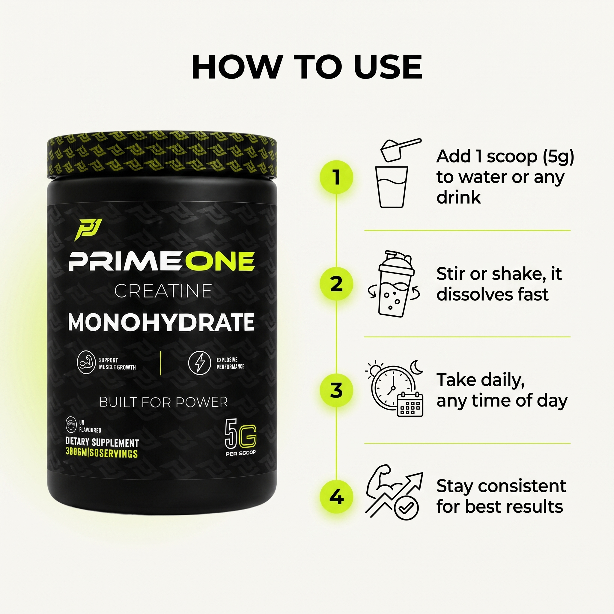 PrimeOne Creatine Monohydrate — how to use