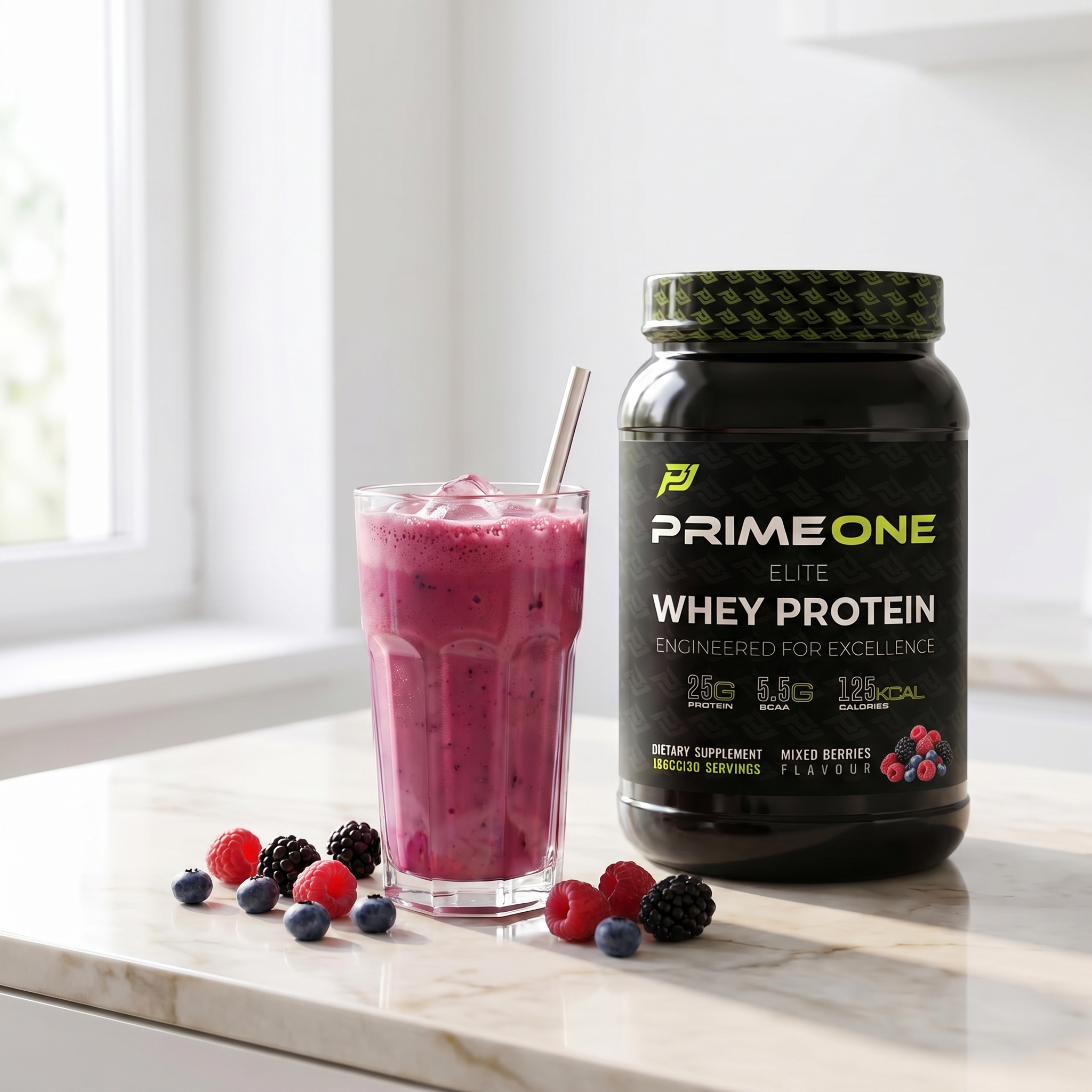 PrimeOne Mixed Berries — berry smoothie lifestyle