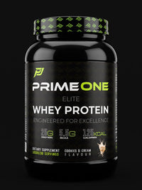 PrimeOne Elite Whey Protein Cookies & Cream - front