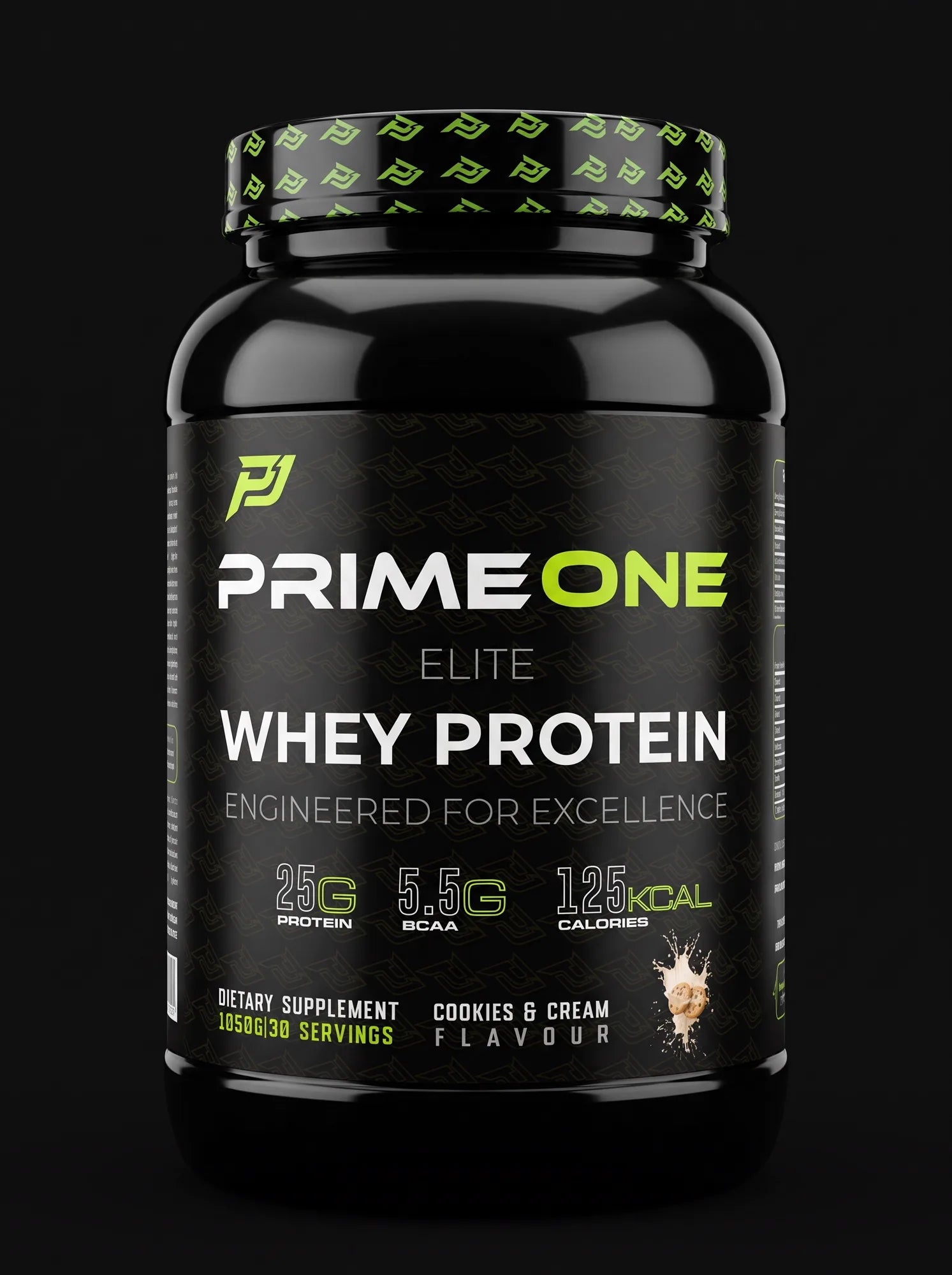 PrimeOne Elite Whey Protein Cookies & Cream - front